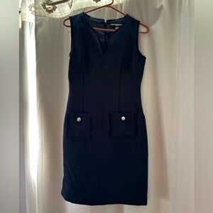 Karl Lagerfield Paris Midnight Blue Midi Dress with Pearl Details